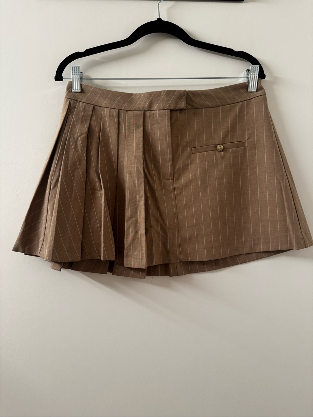 NWT Zara Pinstripe Box Pleat Skirt (M) - Picture 3 of 5